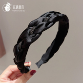 高级感黑色带钻编织发箍高颅顶头箍秋冬气质头饰宽边压发2024新款