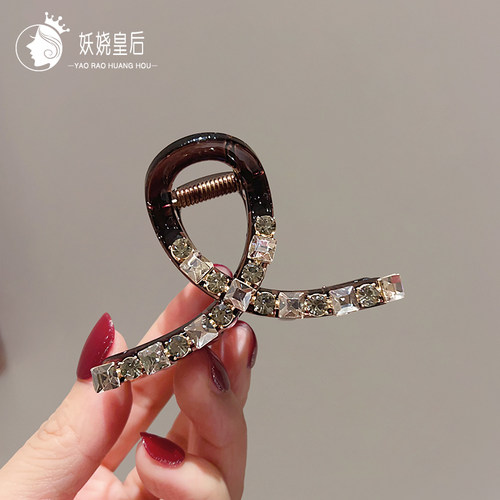 法式简约发夹女后脑勺亚克力抓夹发抓高级感水钻优雅气质鲨鱼夹子