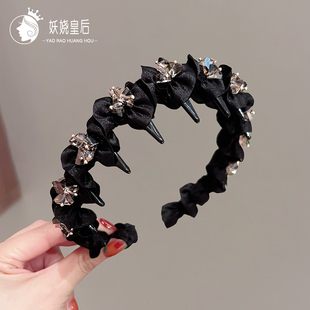发箍女2025新款 波浪压发头箍秋冬高级感轻奢水晶气质发卡带齿头饰
