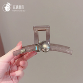 简约醋酸圆珠后脑勺盘发鲨鱼夹双面水钻大号盘发抓夹发饰发夹发卡