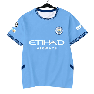 24-25赛季曼城队哈兰德足球衣服速干冰丝短袖T恤衫男女球迷服半袖