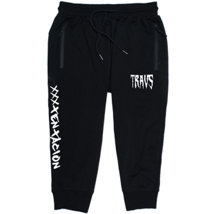 说唱歌手XXXTENTACION纪念款嘻哈街头七分裤男女休闲裤子7分短裤