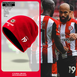 24-25赛季布伦特福德队足球迷包头帽子男女户外护耳保暖套头棉帽