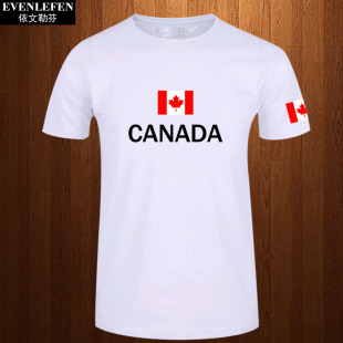 衫 T恤男女创意运动体育足球篮球衣服Canada旅游半截袖 加拿大短袖