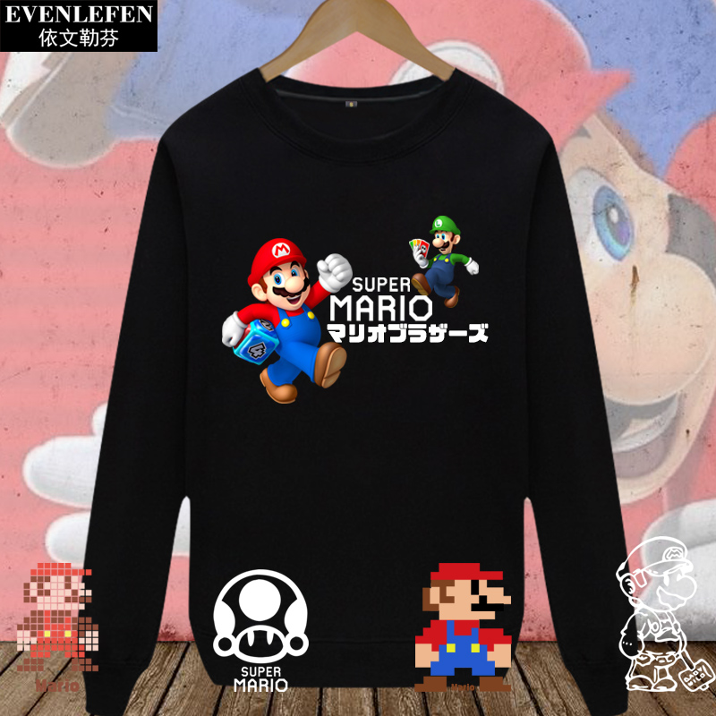 超级玛丽马里奥薄款长袖圆领卫衣