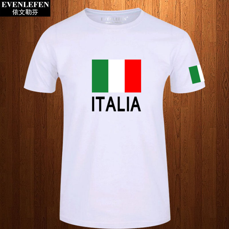 意大利T恤短袖男女体育运动足球衣服休闲旅游半截袖纯棉衫ITALIA