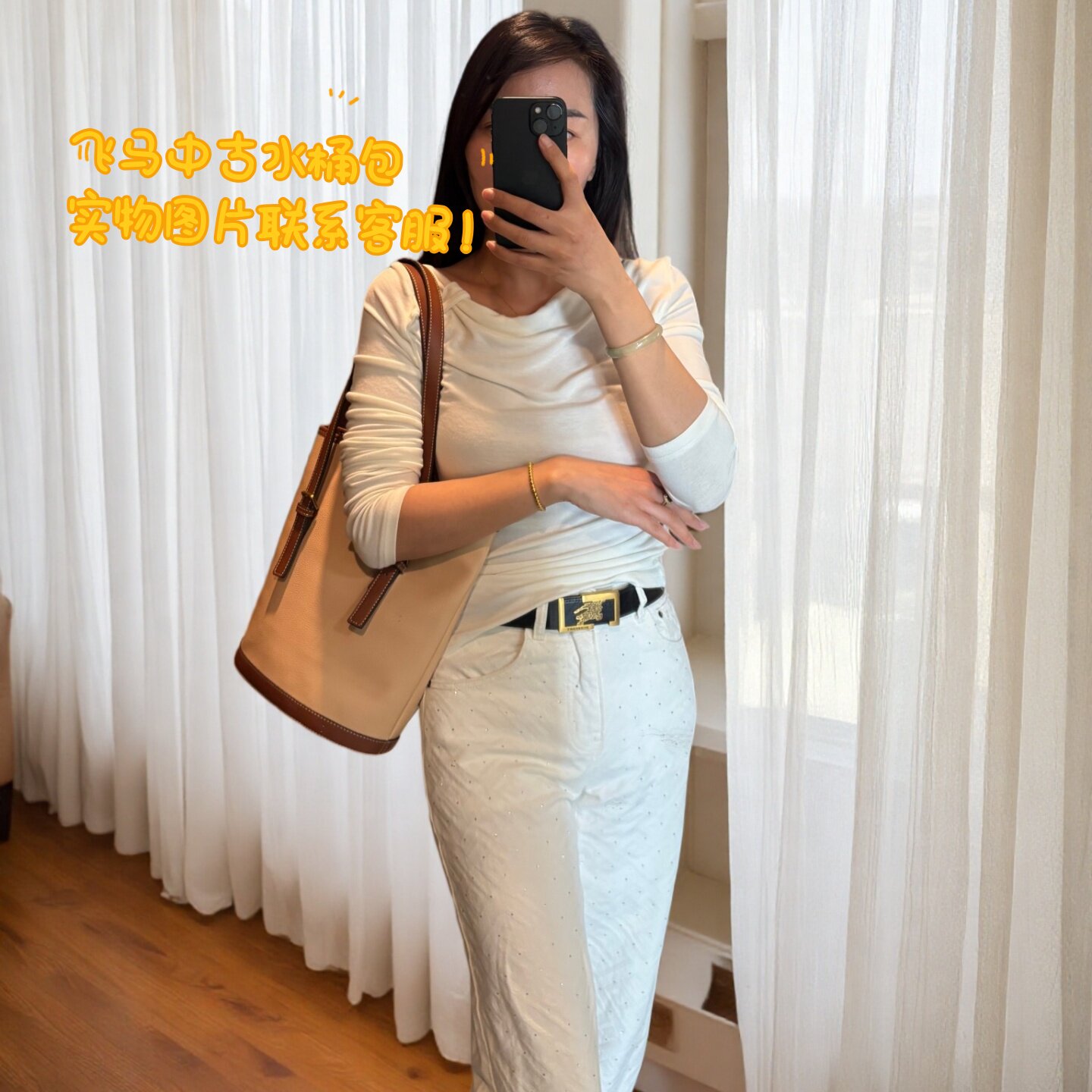 博宝罗日韩风浅棕色战马水桶包女单肩包休闲轻熟优雅通勤女包