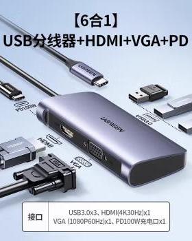 绿联 Type-C扩展坞 6合1 50319