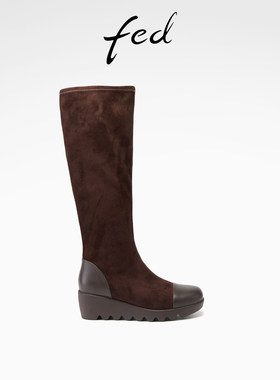 fed弹力瘦瘦靴冬季新款女靴高筒时装靴厚底长靴女款S1201-YAB010