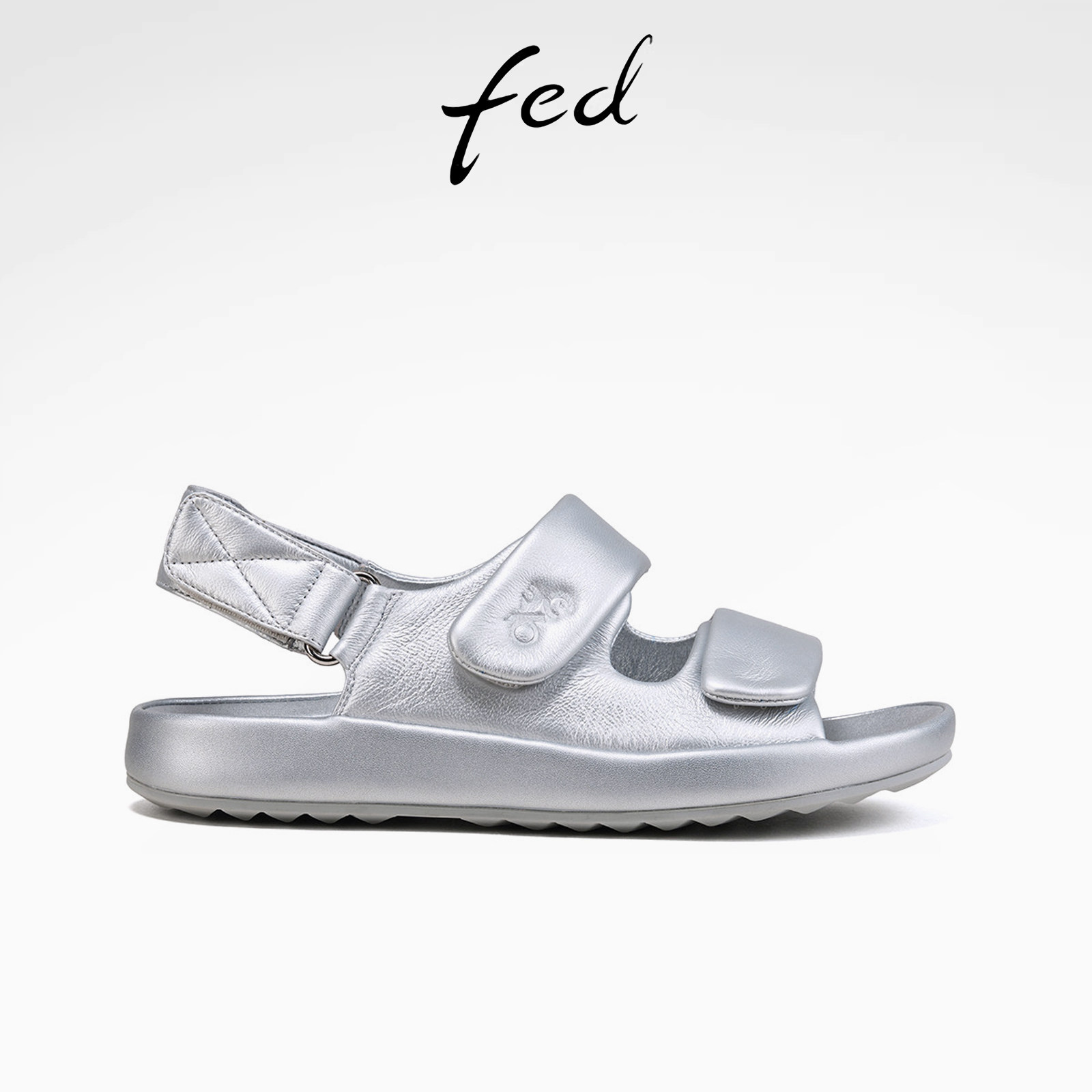 fed丝绸羊皮女凉鞋夏真皮轻便平底运动休闲沙滩溯溪一字带凉鞋女
