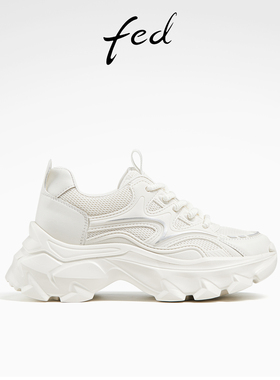 fed厚底增高鞋春季新款女鞋白色老爹鞋运动休闲鞋女D0129-ZCA310