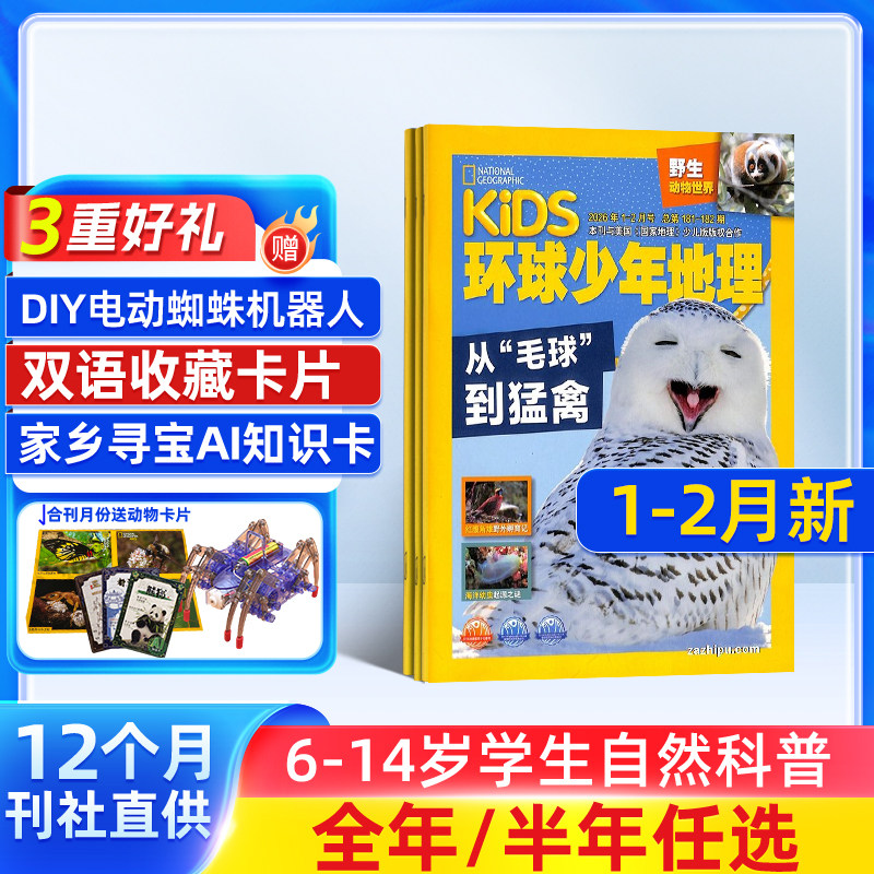 【送好礼】环球少年地理杂志 2025半年/全年订阅 杂志铺6-14岁儿童科普百科书籍美国国家地理少儿版非好奇号万物阳光少年报