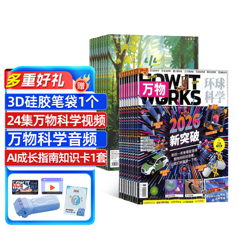 万物+少年新知杂志组合 2026年1月起订1年共24期中小学生科普百科8-15岁青少年课外阅读全年订阅 杂志铺