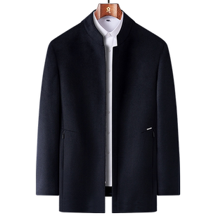 [山羊绒绵羊毛桑蚕丝]梦特娇冬季男士羊绒大衣轻奢立领毛呢外套J