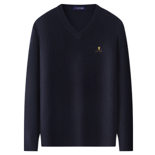 [100%山羊绒]梦特娇冬季男士纯羊绒衫v领毛衣针织衫内搭保暖加厚J