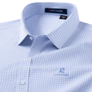 [100%长绒棉/DP成衣免烫]梦特娇春季男长袖衬衫商务格纹衬衣抗皱J