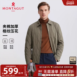 [菱形格夹棉]梦特娇棉服男士翻领25秋冬夹克棉衣袄绗缝外套保暖J