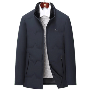 [水貂毛领/獭兔毛皮内胆]梦特娇男士皮草羽绒服白鹅绒立领外套厚J