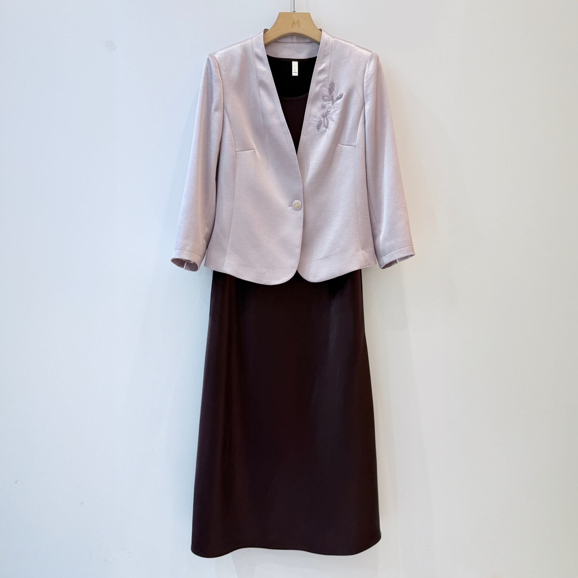 秋季缎面刺绣新娘妈妈礼服两件套