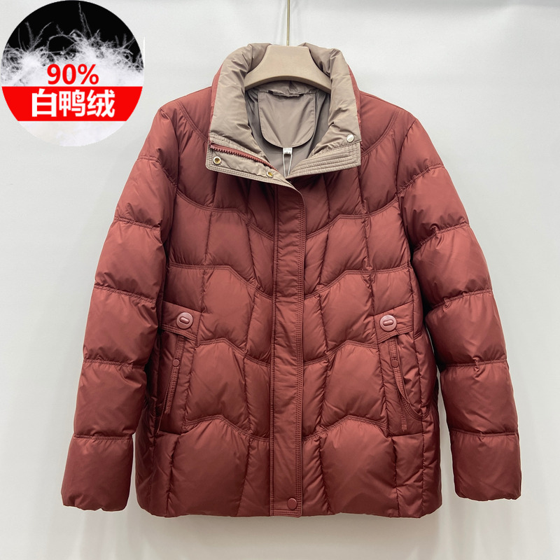 国标90白鸭绒羽绒服妈妈保暖外套