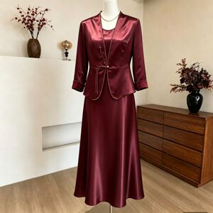 秋季缎面刺绣新娘妈妈礼服两件套