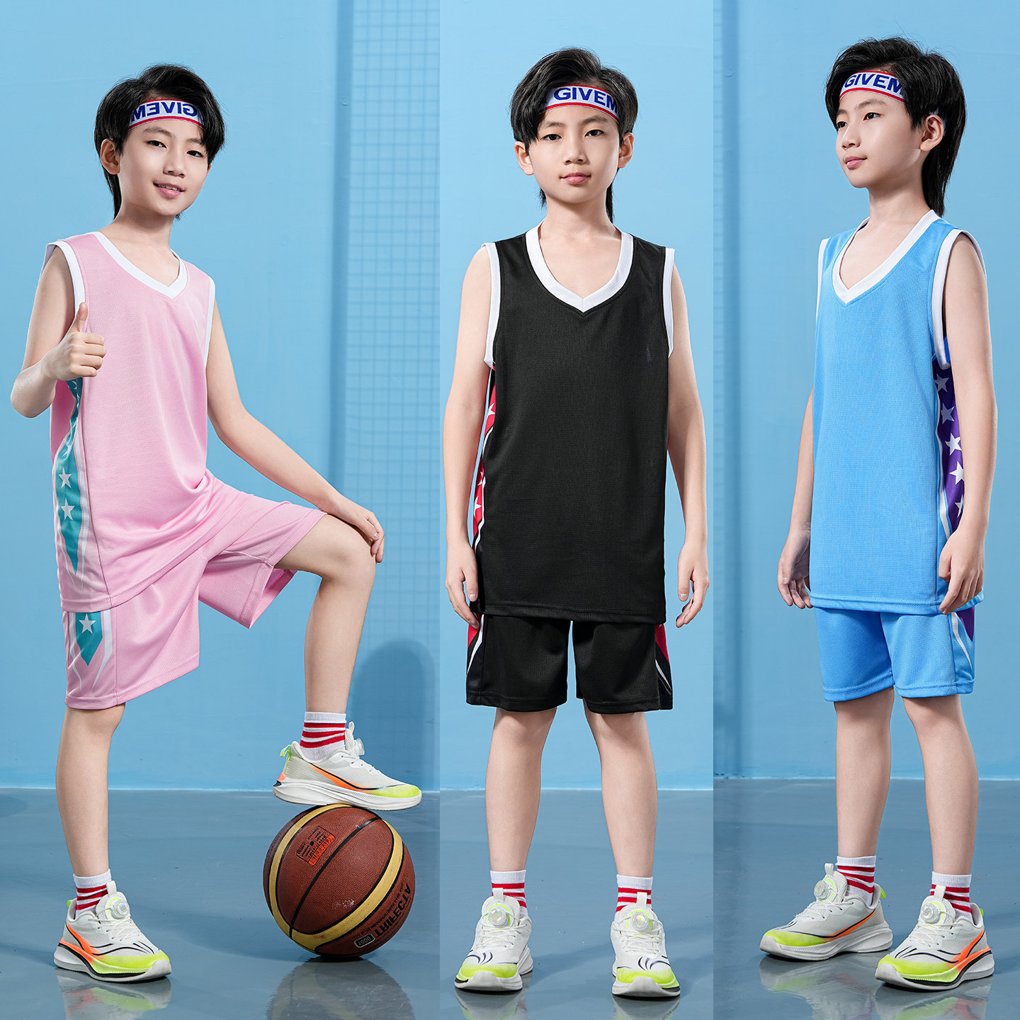 小学生可印字篮球服套装图片