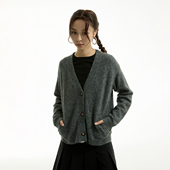 纯色雪花纱线V领针织开衫 FUNKYFUN 2024AW 毛衣外套