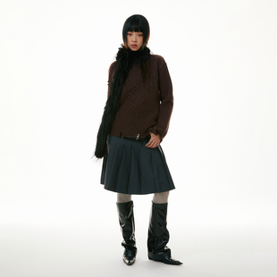 套头毛衣 立体针织花纹拼接手工剪破厚实圆领冬季 FUNKYFUN 2023AW