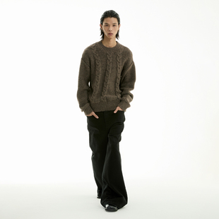 FUNKYFUN 扭曲弧形麻花针织圆领套头毛衣 2024AW