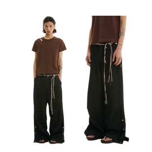 长裤 FUNKYFUN 脚设计阔型直筒牛仔裤 原色可调节翻折裤 2025SS