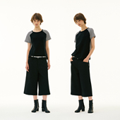 FUNKYFUN tee 圆领短袖 2025SS 细条纹撞色拼布插肩袖