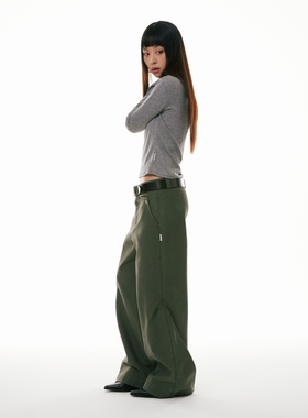 FUNKYFUN 2023AW 褪色洗水做旧珠帆阔腿直筒显瘦情侣潮工装休闲裤