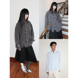 衬衫 FUNKYFUN 型长袖 可调节橡筋抽褶垂软宽松大版 外套 2025AW