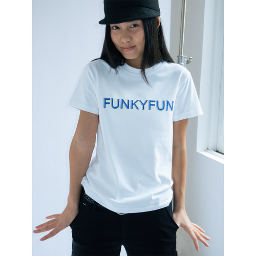FUNKYFUN Logo撞色印花240克磨毛短袖T恤正肩简约上衣 S01