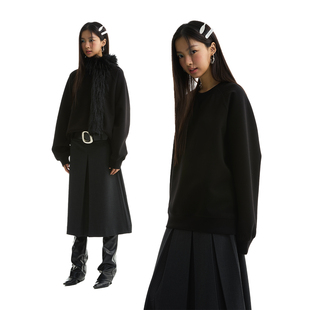 圆领套头长袖 黑色宽松空气层太空棉插肩袖 卫衣 2025SS FUNKYFUN