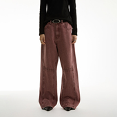 活页骨位设计粉色做旧洗水直筒牛仔裤 FUNKYFUN 2024AW