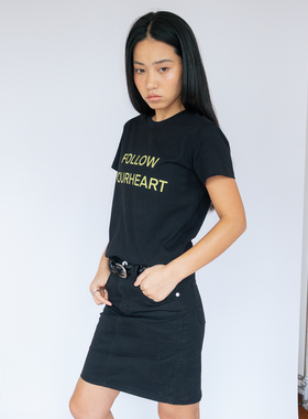 FUNKYFUN复古撞色标语短袖T恤270克重磅字母印花简约正肩上衣 S01