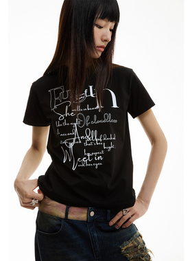 FUNKYFUN 2024SS 花体字FUN标语印花短袖tee