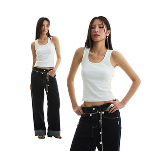 U型领口纯色背心 弹力修身 FUNKYFUN 2025SS