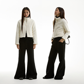 同色绣标黑白色短款 FUNKYFUN 2024AW 摇粒绒立领拉链外套