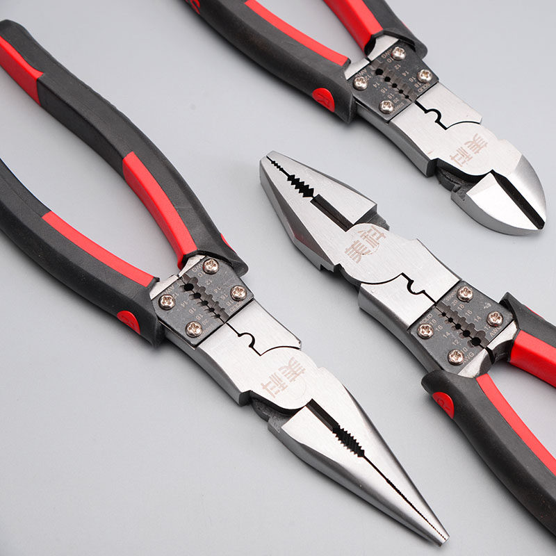 尖嘴钳钳子套装工具多功能家用8寸斜嘴老虎钳钢丝钳剥线钳