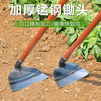 除草种菜锄头刨草铲草挖地宽锄头开山挖土扁锄加厚全钢农家用工具