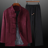 加绒父亲婚宴装 中式 爸爸唐装 老人过寿爷爷生日衣服冬季 中老年男款