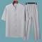 MIDDLE-AGED AND ELDERLY TANG COSTUME DAD SUMMER DRESS CHINESE STYLE OLD MAN GRANDFATHER ICE SILK SHIRT SUIT MIDDLE-AGED MAN SHORT SLEEVE HANFU