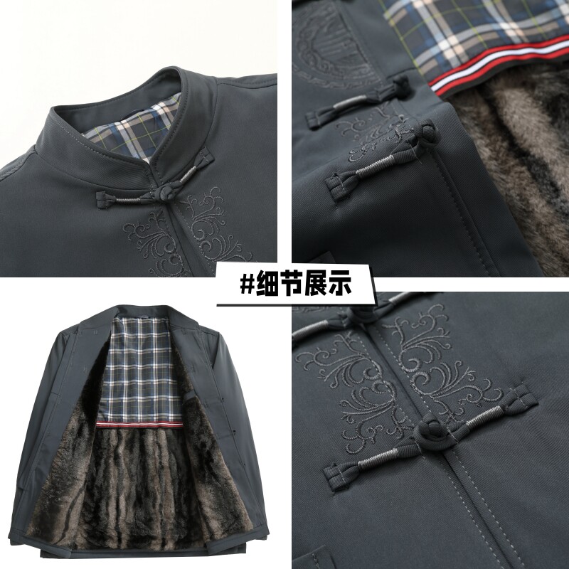 SPRING AND AUTUMN TANG COSTUMES MIDDLE-AGED AND ELDERLY PEOPLE BIRTHDAY WEDDING BANQUET WEDDING CLOTHES GRANDPA COATS DAD CLOTHES CHINESE STYLE SUITS COTTON CLOTHES
