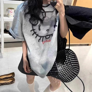 2026新款美式潮牌凯蒂猫Hellokitty短袖t恤女夏季宽松小众设计感