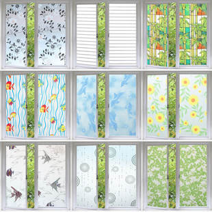 富瀚玻璃贴纸现代简约窗户贴膜透光不透明浴室移门防偷窥窗花自粘