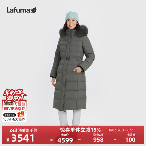 乐飞叶户外防风长款羽绒服女