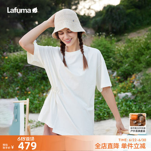 乐飞叶户外侧收腰短袖T恤女