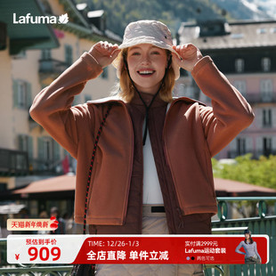 LAFUMA乐飞叶户外24秋冬新品 外套 翻领抓绒衣女撞色摇粒绒保暖开衫